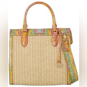 Brahmin Caroline Bungalow Embossed Straw Saltwater Taffy Handbag
